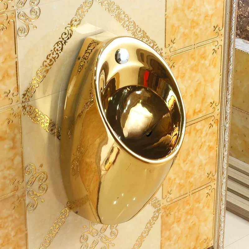 

Household ceramic gold urinal Adult wall-mounted automatic sensor urinal Hotel project2005