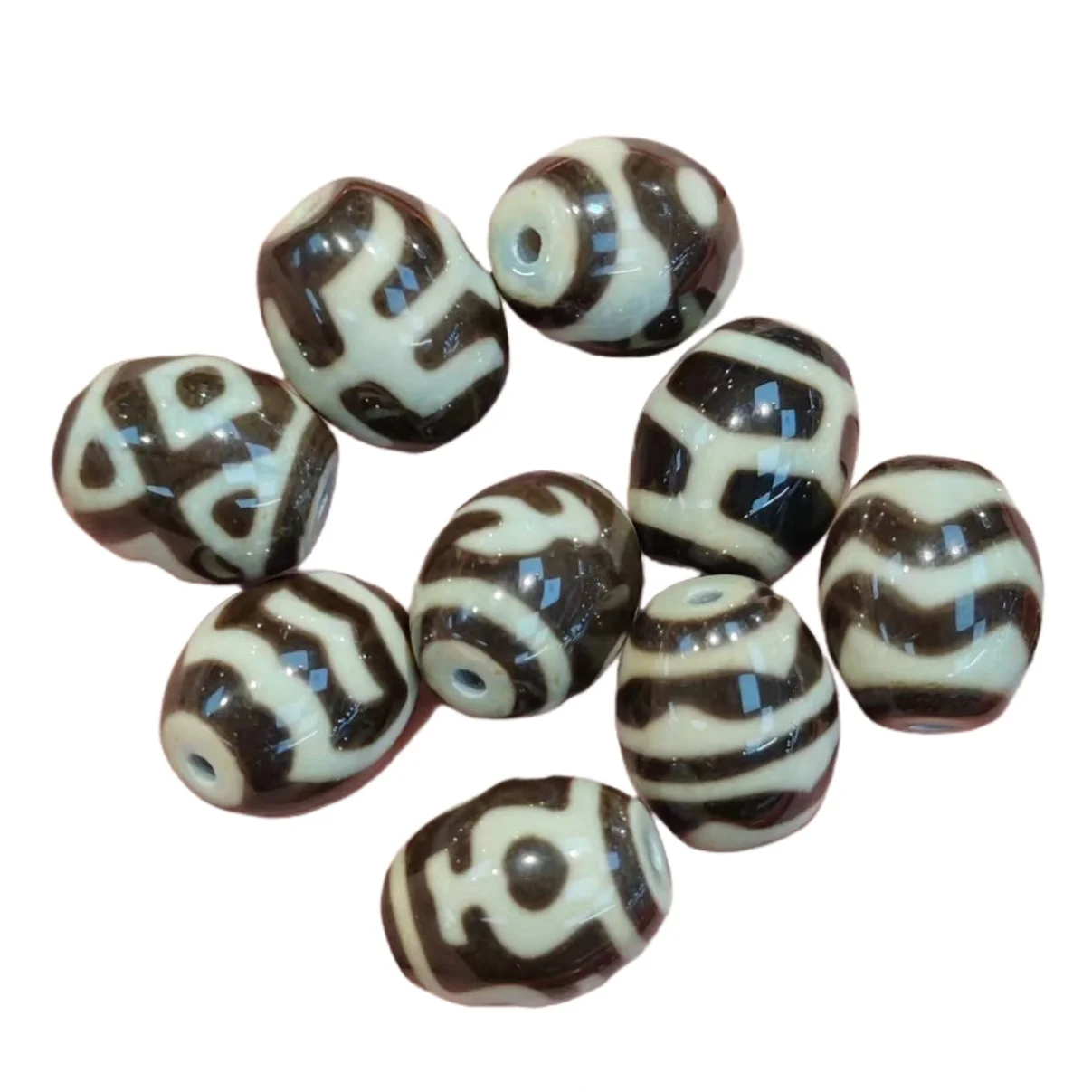 

10 pcs Taiwan penetration 16 * 13mm deep coffee color Daluo agate Tianzhu ethnic style necklace pendant DIY accessory Dzi