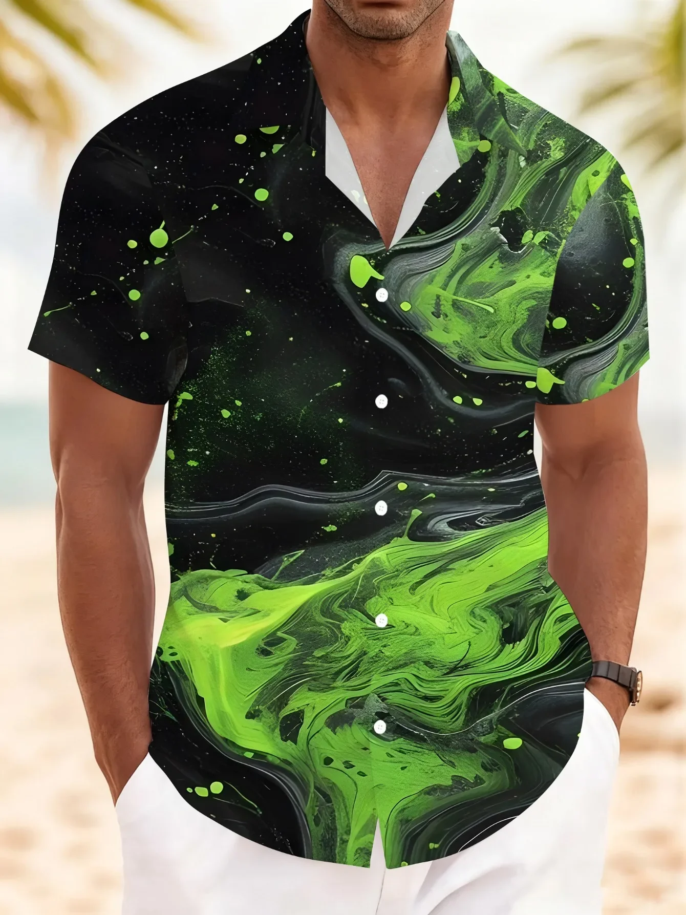 

Men's High Street Holiday Hawaiian Shirt Summer Man Short Sleeve Tropical Print Casual Fashion Streetwear Beach Wear