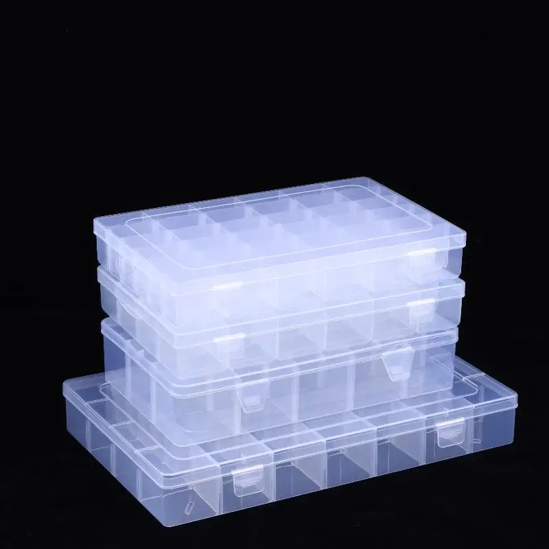1 3Pcs Transparent Plastic Jewelry Earring Display Box Multi Grids Container 15 18 24 28 30 36 Desktop Jewelry Storage Case