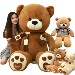 High Quality 80/100CM 4 Colors Bear With Scarf Stuffed Animals Bear Plush Toys Brown Bear Doll Lovers Birthday Baby Gift
