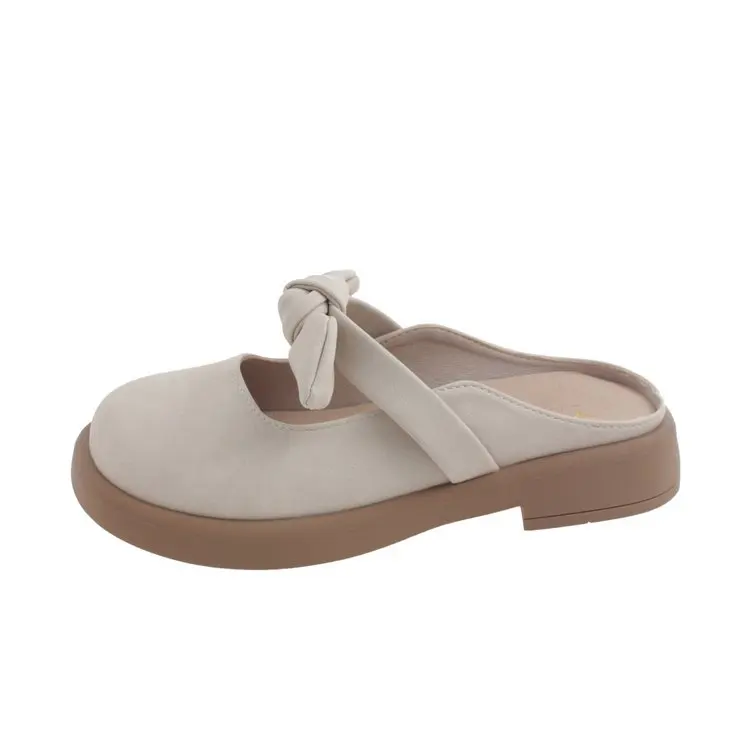 Butterfly-Knot Female Shoes Slippers Women Summer Mules Sexy Low Loafers Cover Toe Slides 2025 Flat Square Butterfly-knot Rubber
