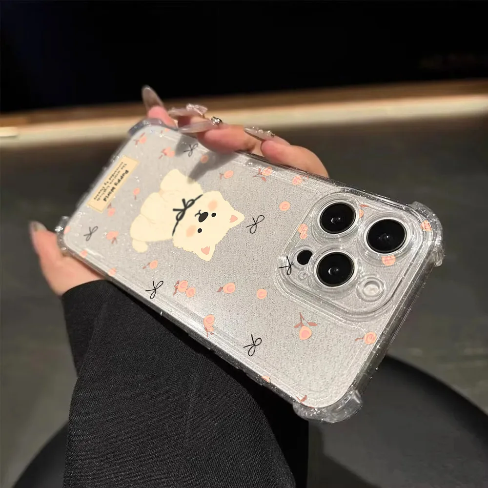 Cute Gog TPU Glitter Phone Case For iPhone 16 Pro Max 17 Pro Max 16 15 14 13 12 Air 11 Case Cover Silicone Shockproof Transprent view 5