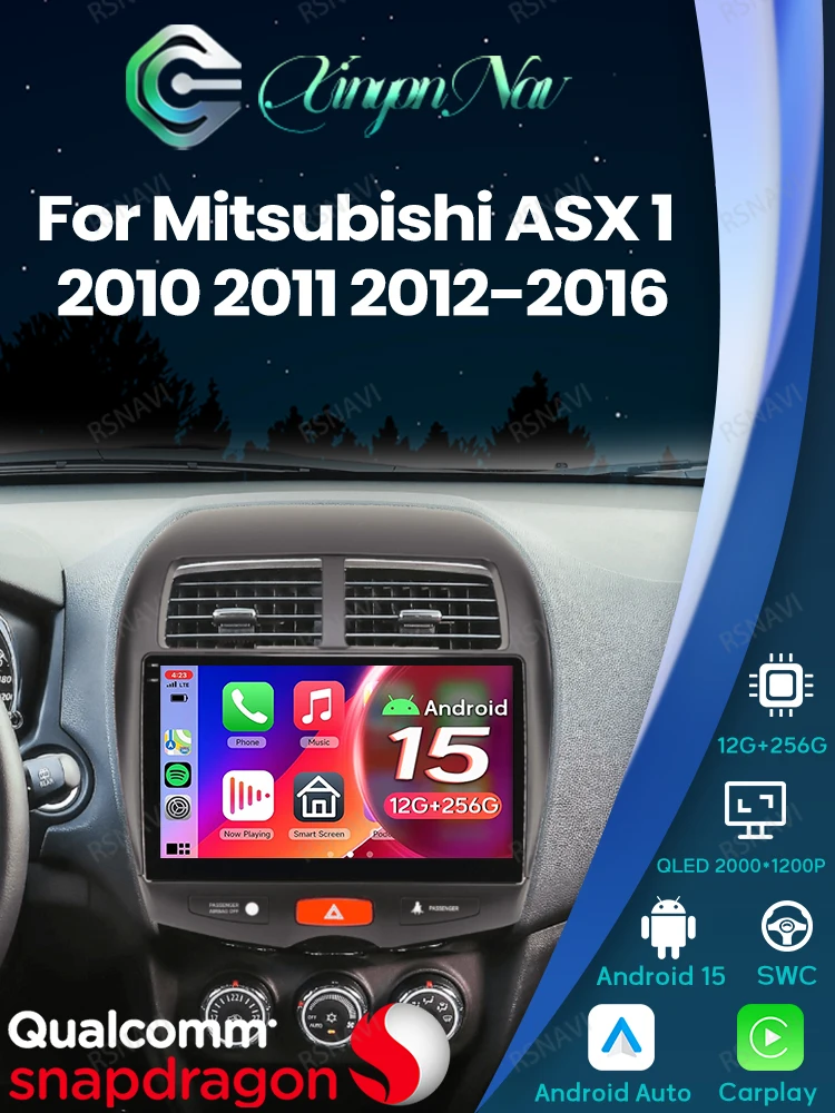 Android 15 Voor Mitsubishi ASX 1 2010 2011 2012-2016 Navigatie Autoradio BT DSP Viedo Speler 5G WIFI Head Unit Stereo Multimedia - afbeelding 2