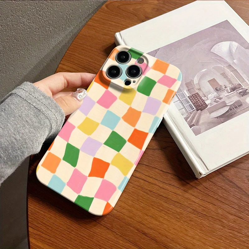 Colorful Plaid Phone Case for Samsung Galaxy S20 S21 S22 S23 S24 S25 FE Plus Note20 Ultra 4G 5G Glossy Film Hard PC Cover