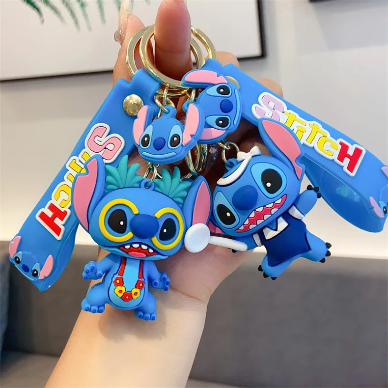 Cartoon Anime Disney Cute Stitch Keychain Variety of Lilo Stitch Doll Keyring Fashion Couple Bag Ornament Key Chain Car Pendant