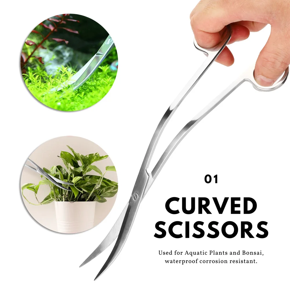 Aquarium Scissor Tools Fish Tank Tweezer Plants Wave Scissors Grass Stainless Cleaning Tools Storage Holder Aquarium Accessories