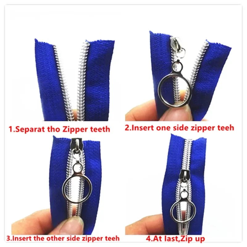 1/2/3/5/10 Meters 5# Golden Silver Tooth Large Piece of Nylon Coil Code DIY Household Sewing Zipper Accessories U PICK