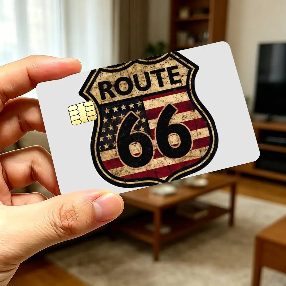 Fashion US R-Route 66 Credit Card Stickers Skin For Bank Debit Decorative Protection Scratch-resistant Gift