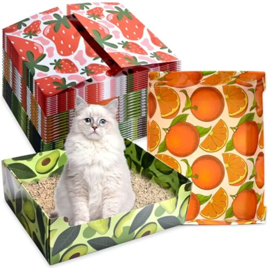 

30 PCS Disposable Litter Boxes for Cats Foldable Waterproof Kitten Litter Box Low Entry Portable Litter Box for Cats Small Pets
