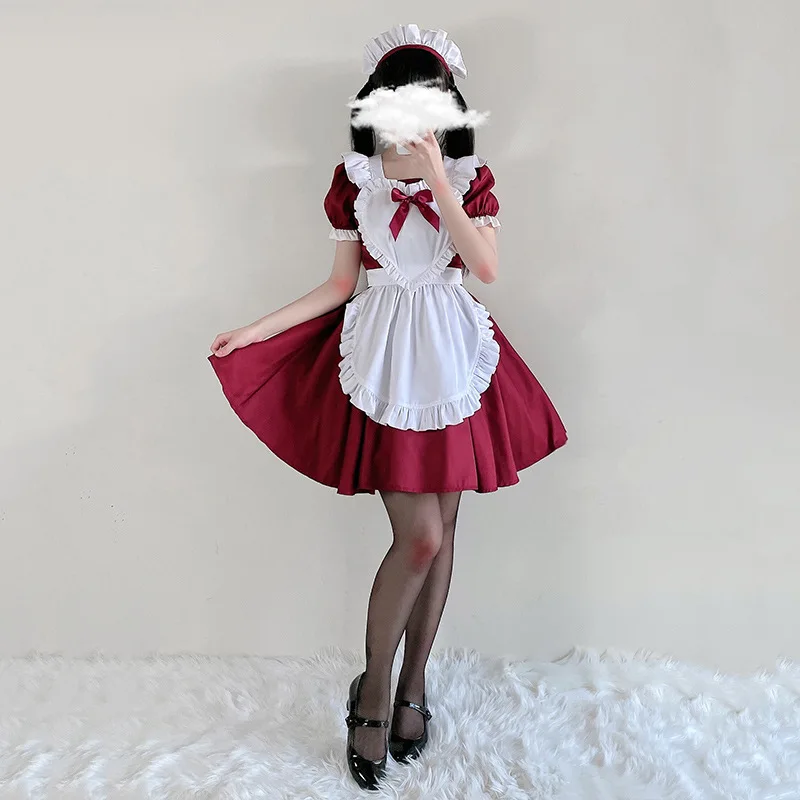 

Red Maid Outfit Japanese Alice Cute Soft Girl Lolita Lolita Maid Costume Cafe Dress