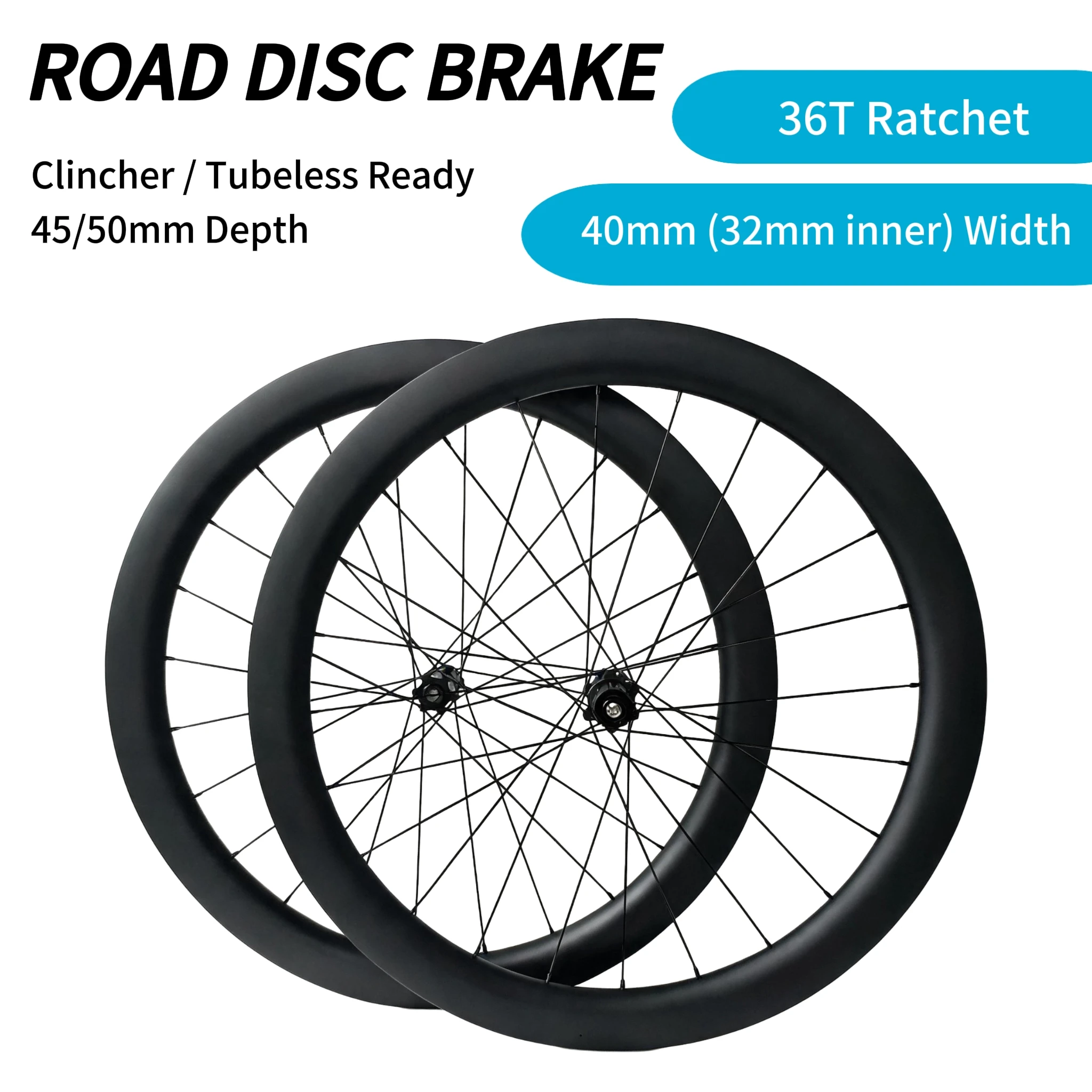 AliExpress NONE 700C Carbon Disc Gravel Wheelset 32mm Inner Width 36T Ratchet Center Lock Hub for HG/XDR Cyclocross Wheels