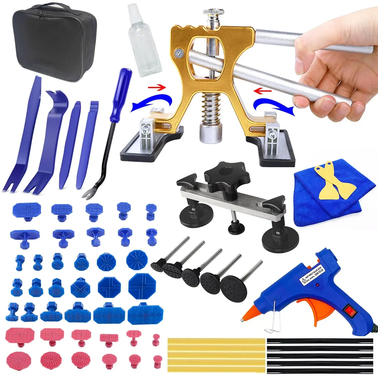 Ajustável Car Dent Extrator Kit, removedor de Dent, Body Suction Cup, Paintless Repair Tools, Auto Clip, Trim Remoção, Tool, No