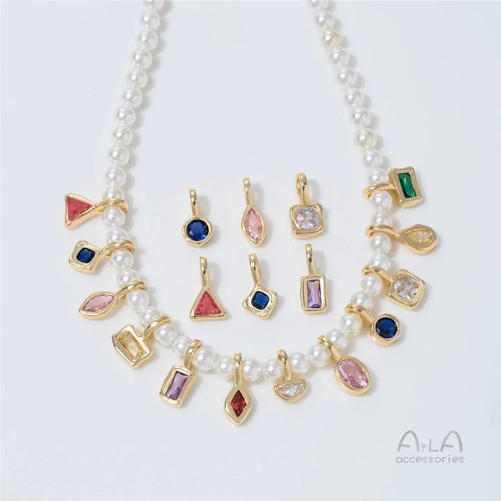 

G906 14K Gold-plated and Zirconium-inlaid Twelve Birthstones Pendant Necklace Bracelet Crystal Diy Beaded Accessory Material