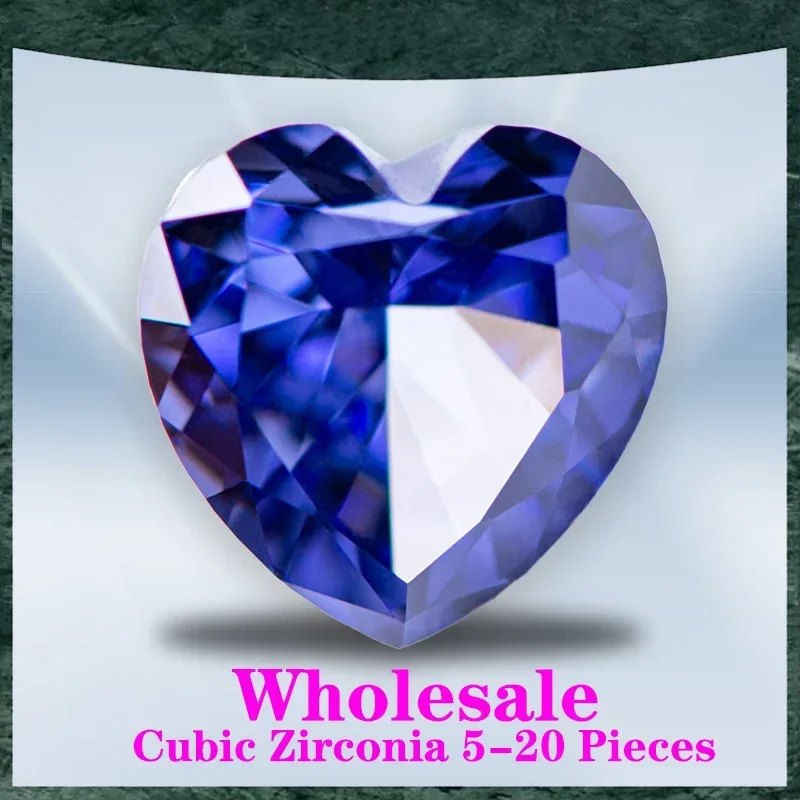 

L-кубический цирконий, оптовая продажа, без сертификата, измельченный лед, в форме сердца, танзаниский цвет, подвески, бусины для изготовления ювелирных изделий своими руками