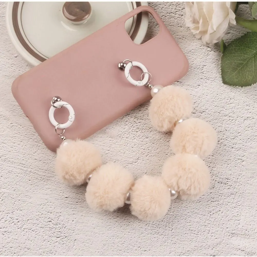 Anti Lose Sling Plush Hairball Mobile Phone Chain Colorful Plush Hairball Hairball Phone Chain Winte Candy Color