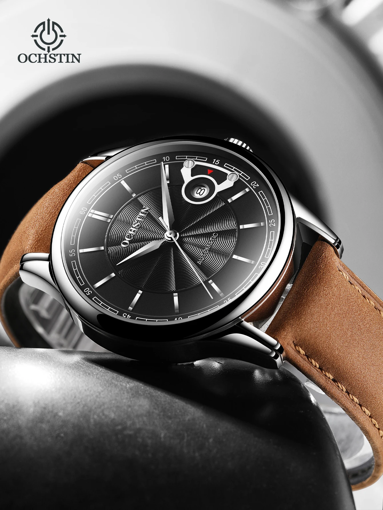 

OCHSTIN new 2025 personality simple business casual automatic mechanical movement watch leather strap men's mechanical watches