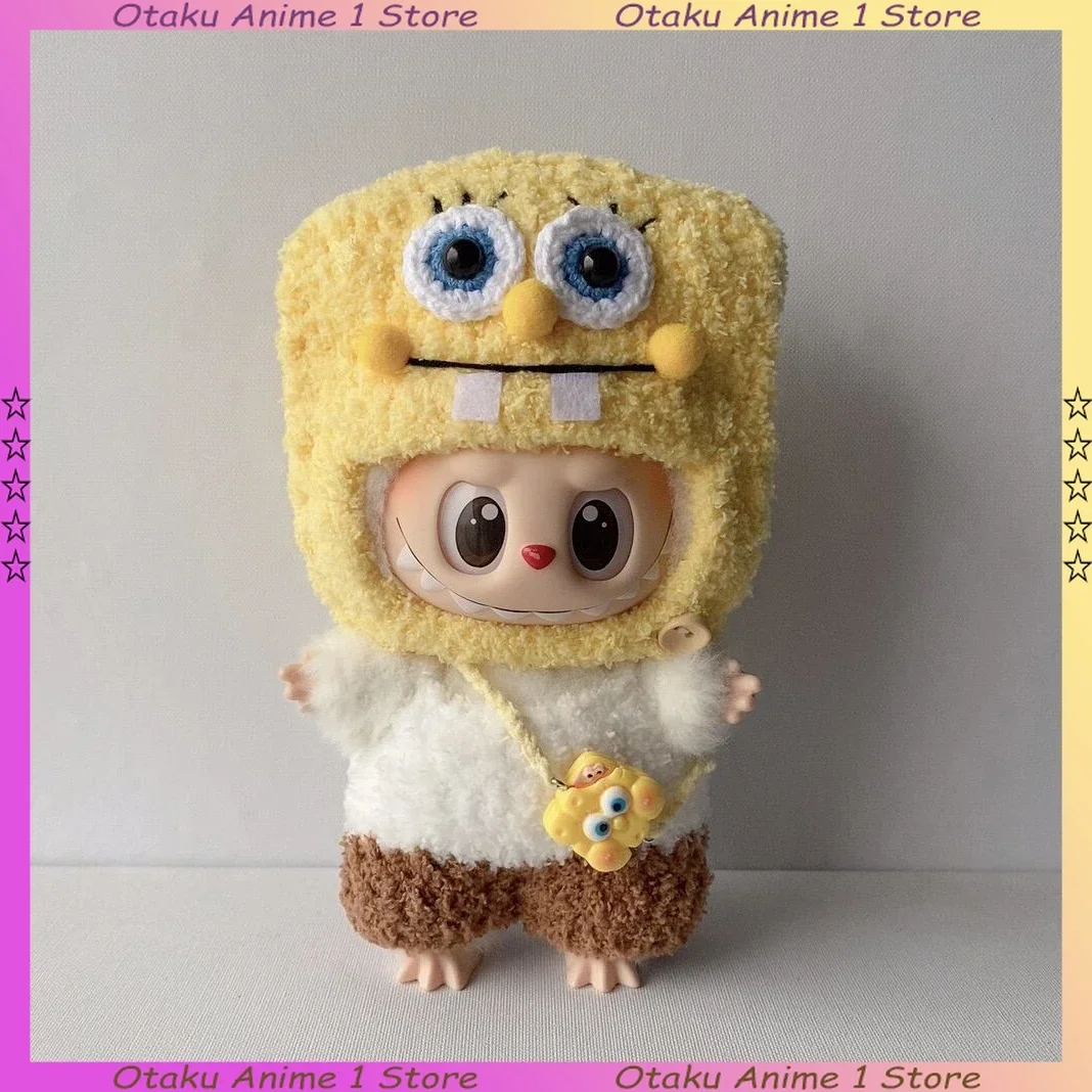 Handmade Labubu Doll Clothes Cute Yellow Sponge Pink Starfish Outfits Mini Plush Doll Clothing Fashion Doll Accessories Gift
