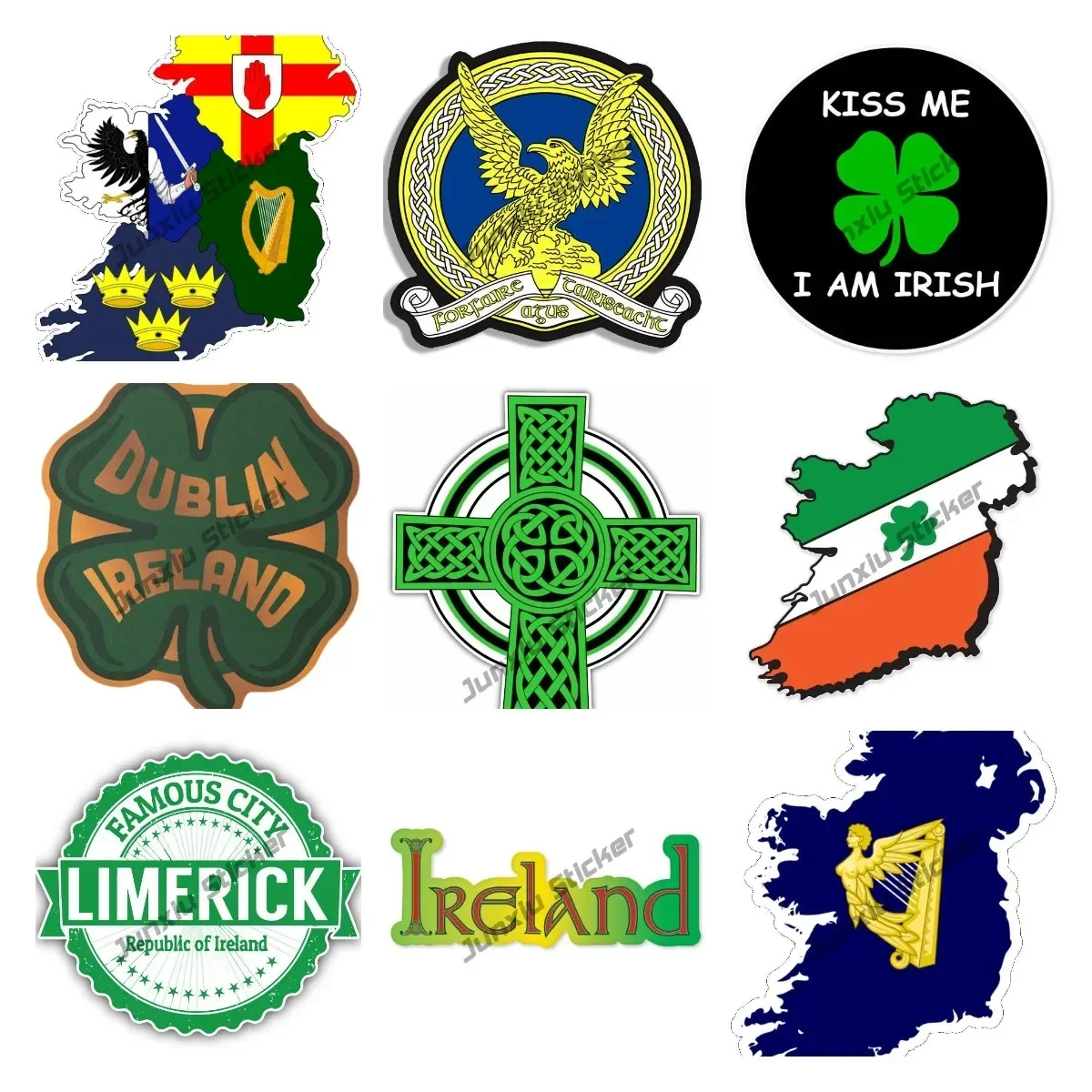 

Irish Coat of Arms Sticker UV Protected Shamrock Ireland Dublin Clover Bumper Vinyl Decal Decoration for Motorhome Campe Pickup