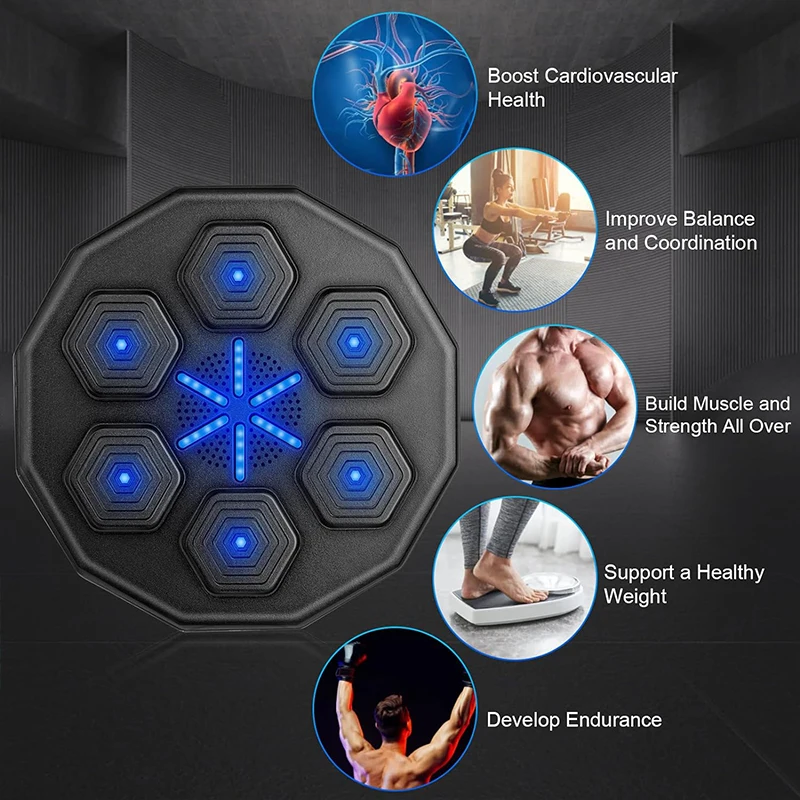 Music Boxing Machine with Gloves for Adult Children Smart Bluetooth Music Boxing Parent-Child Games Wall-Mounted Boxing Target