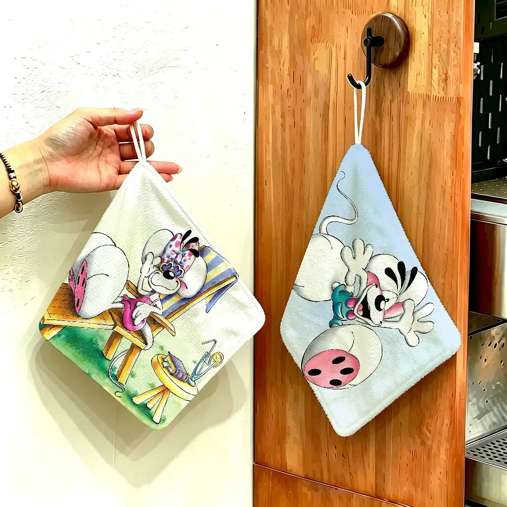 Cartoon Diddl Cute Polyester Cotton Hand Wiping Towel, Hanging Design, Durable for Household Restaurant Toilet Use