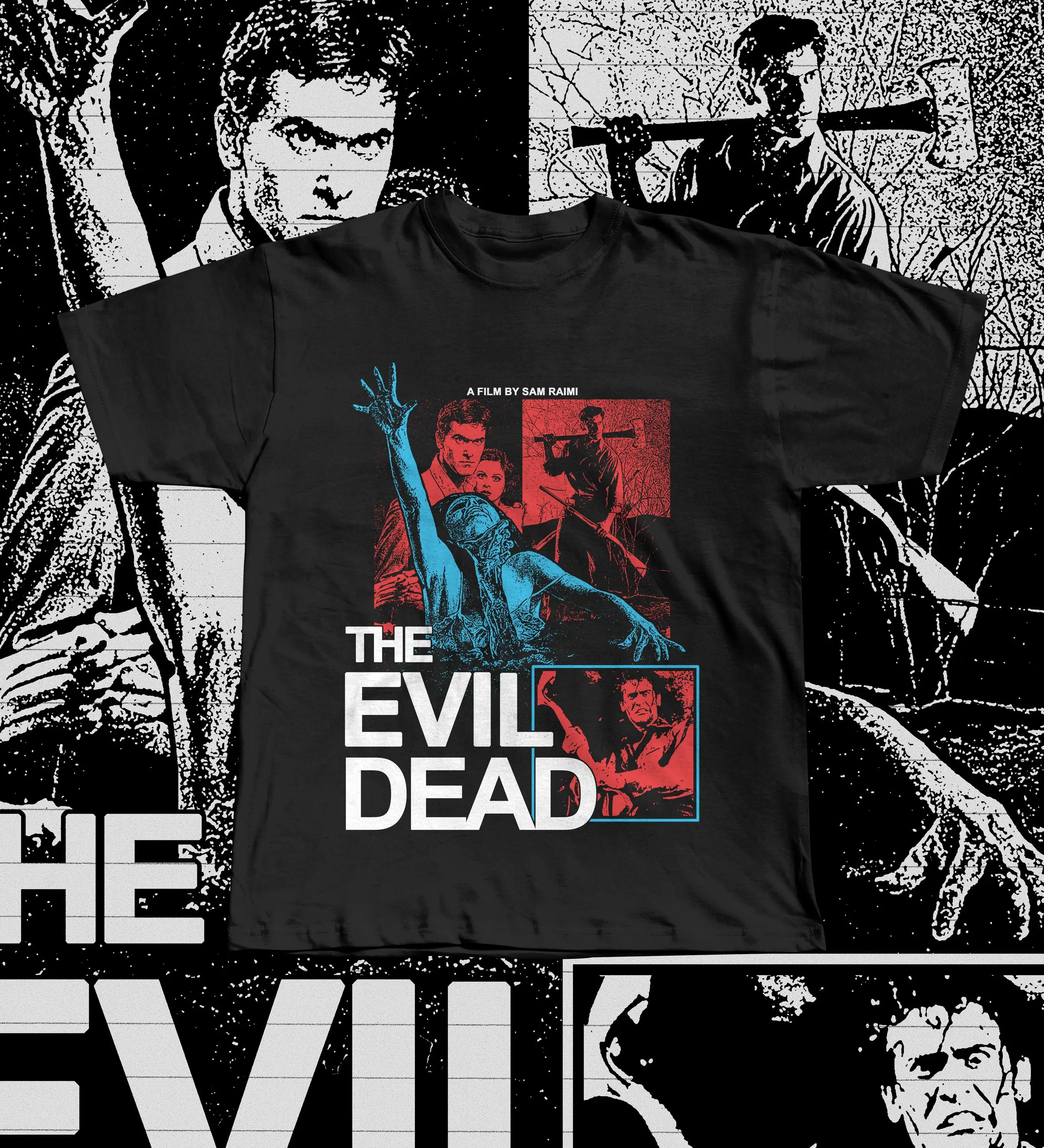 The Evil Dead Shirt 1981 - Bruce Campbell Ash Williams Tee - Sam Raimi Horror Movie - Necronomicon Vintage 80s Film
