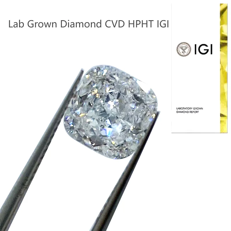 

3.33ct 5.16ct 5.36ct 5.61ct Lab-Grown Cushion Cut White Diamond DEFG VS-VVS Clarity CVD HPHT Loose Gemstone IGI Certificate