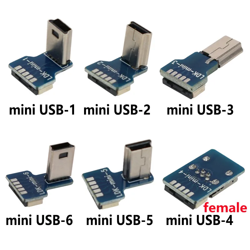 Mini USB B MICRO USB Type-c Type A 5pin Male 90 Angled to USB 2.0 Data Charge Flat Cable For Mobile tablet Aerial photography