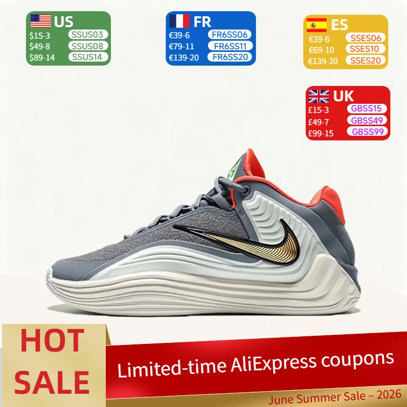 Zapatillas de Baloncesto Nike Giannis Freak 7 Reverse Swoosh Versátiles, con Buen Agarre y Duraderas, de Caña Baja para Hombre en Gris y Blanco HF3451-008