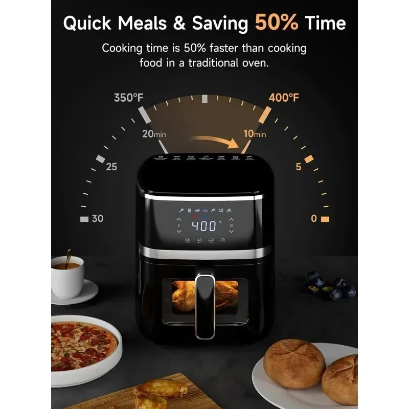 Kitchen Elite Air Fryer Oven Digital Display Compact Cooker Space Saver Non-stick and Dishwasher Safe Basket