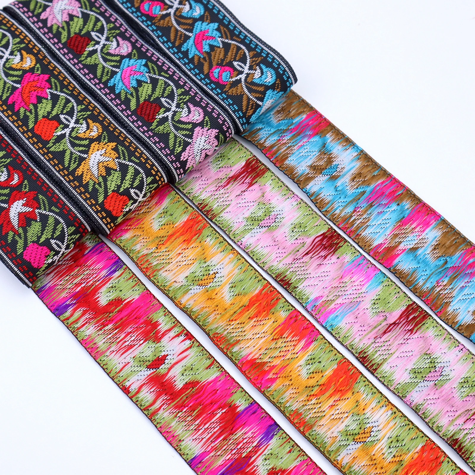 2 Yards Vintage Jacquard Ribbon Woven Embroidered Lace Trim for Crafts Sewing Home Decoration