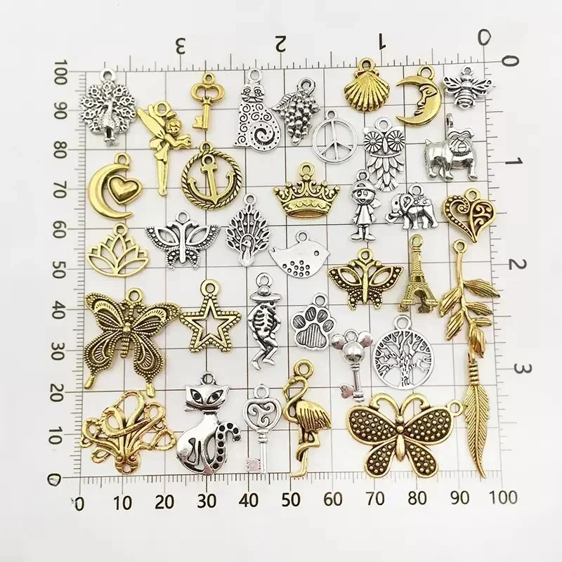 100pcs Tibetan Silver Mixed Pendant Animals Charms Beads for Jewelry Making Bracelet Earrings Necklace DIY Craft Art Charms