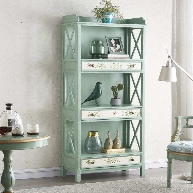 Vintage painted furniture, solid wood shelves, bookshelves, display shelves, floor-to-ceiling storage cabinets
