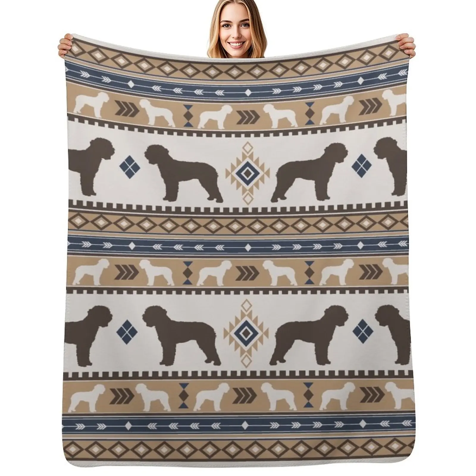 Boho dogs | Lagotto romagnolo tan Throw Blanket Faux Fur Soft Warm Blanket for Bed