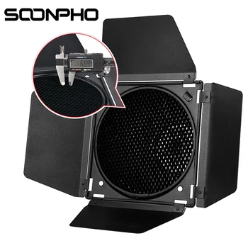 Soonpho BD-04 bokens Mount Barn Door con griglia a nido d'ape + kit filtro a 4 colori per Godox SK400ii DE400 DE300 QS400 QS60 Studio Flash