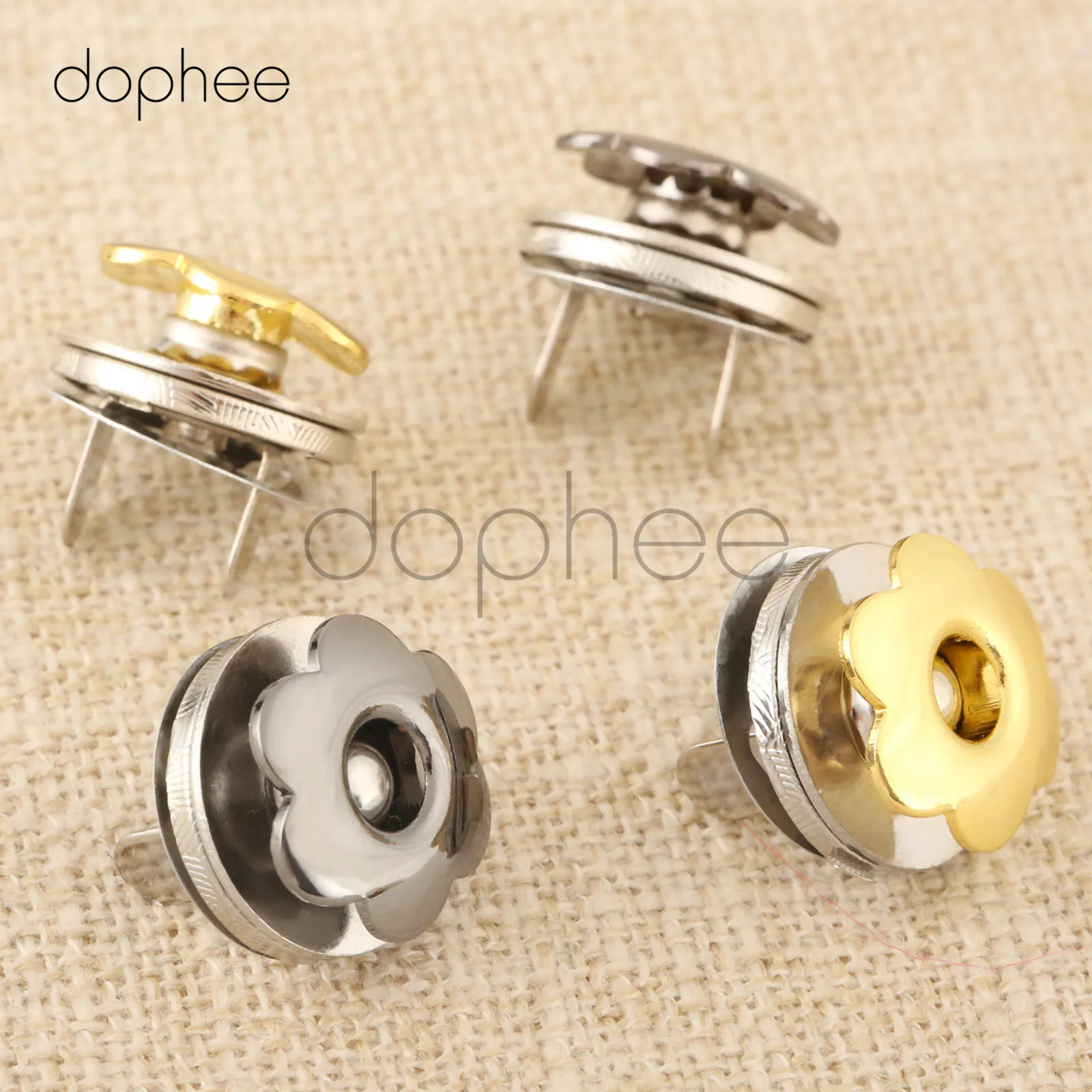 dophee 5sets 17mm Magnetic Snaps Flower-Shaped 2 Colors Buckles Buttons Press Decoration For Sewing Craft Clothing Wallet Bag