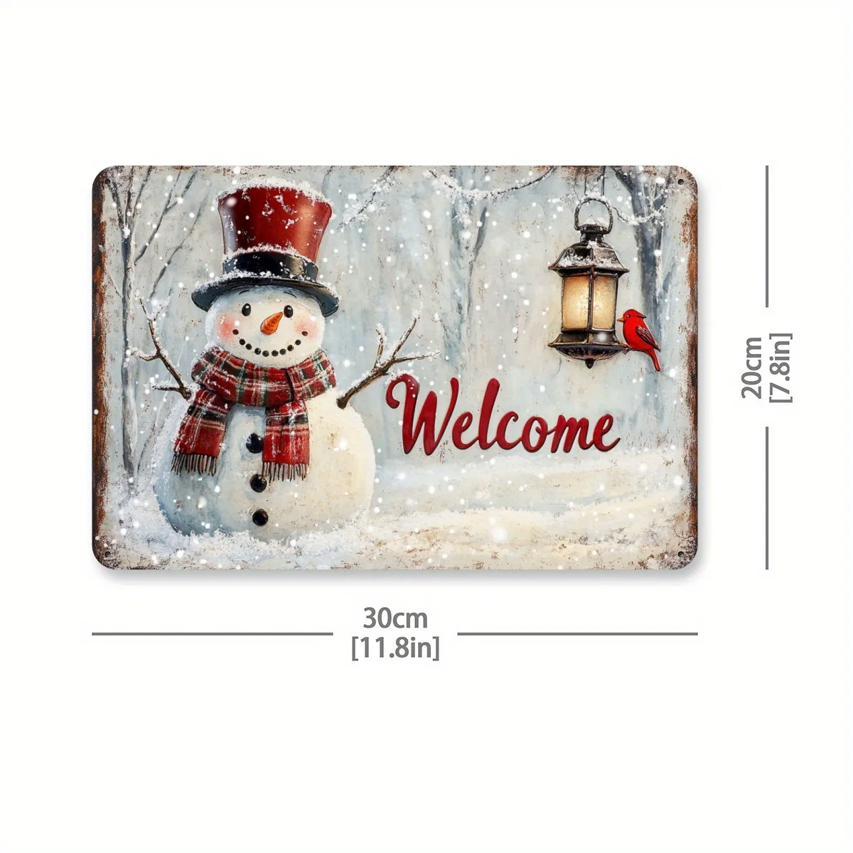 1pc Rustic Snowman and Bird Design Christmas Welcome Sign - Festive Outdoor Decor for Yard, Bedroom, Farmhouse Vintage Decoratio