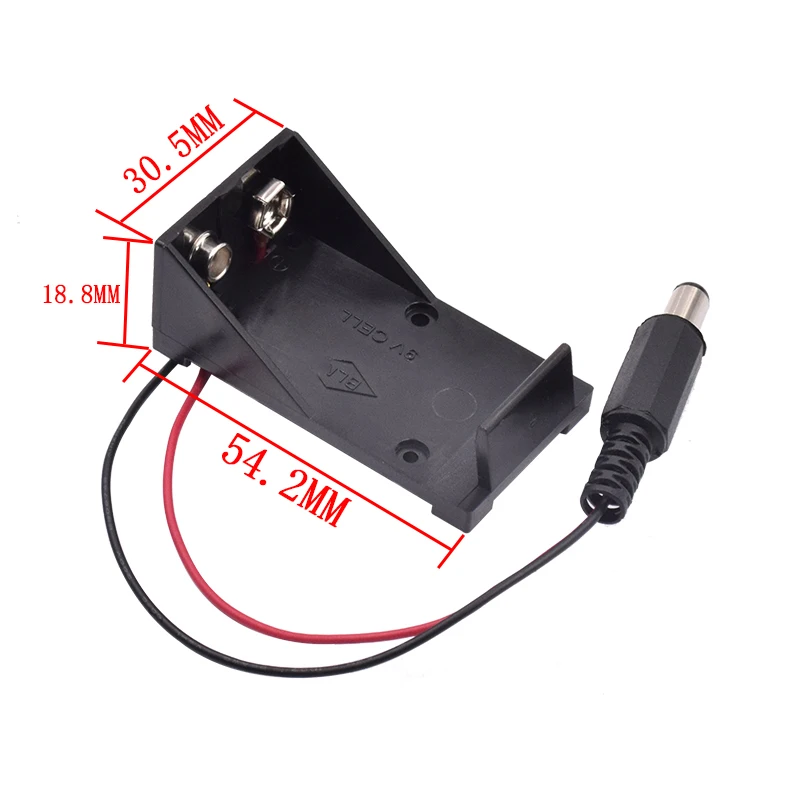 2018 Hot New 9V Battery Holder Box Case Wire with Plug 5.5*2.1mm for Arduino AU