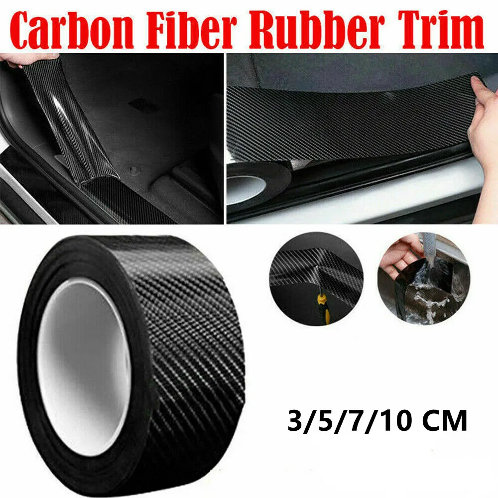 

5D защитные полоски на порог автомобиля, наклейка на бампер из углеродного волокна, резиновая отделка, край