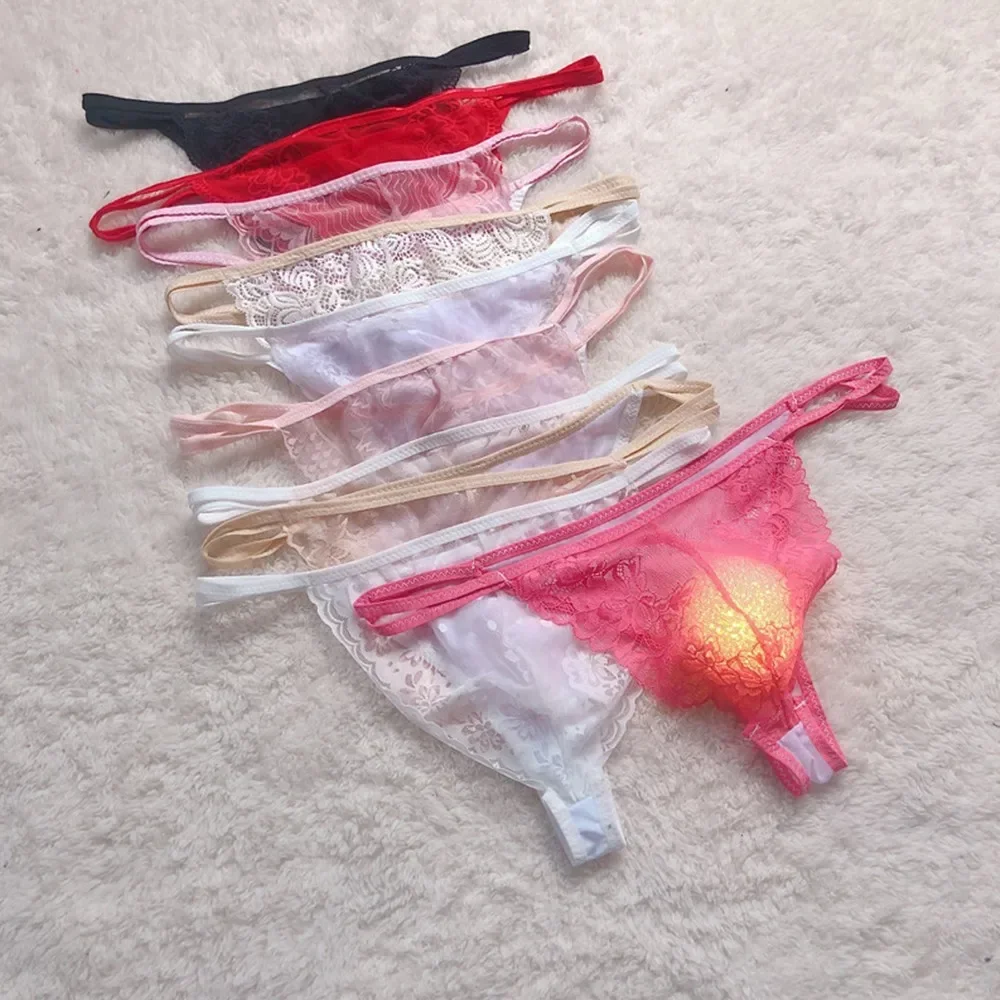 1pc zufällige Farbe sexy Männer Spitze schiere Ausbuchtung Beutel G-Strings Bikini Slips Tangas Unterwäsche Höschen für Mann