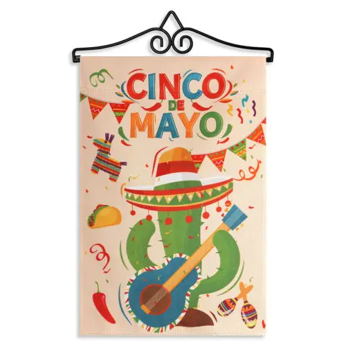 Hanger 14IN & Garden Flag Cinco De Mayo Cactus 12x18IN Printed DS Blockout