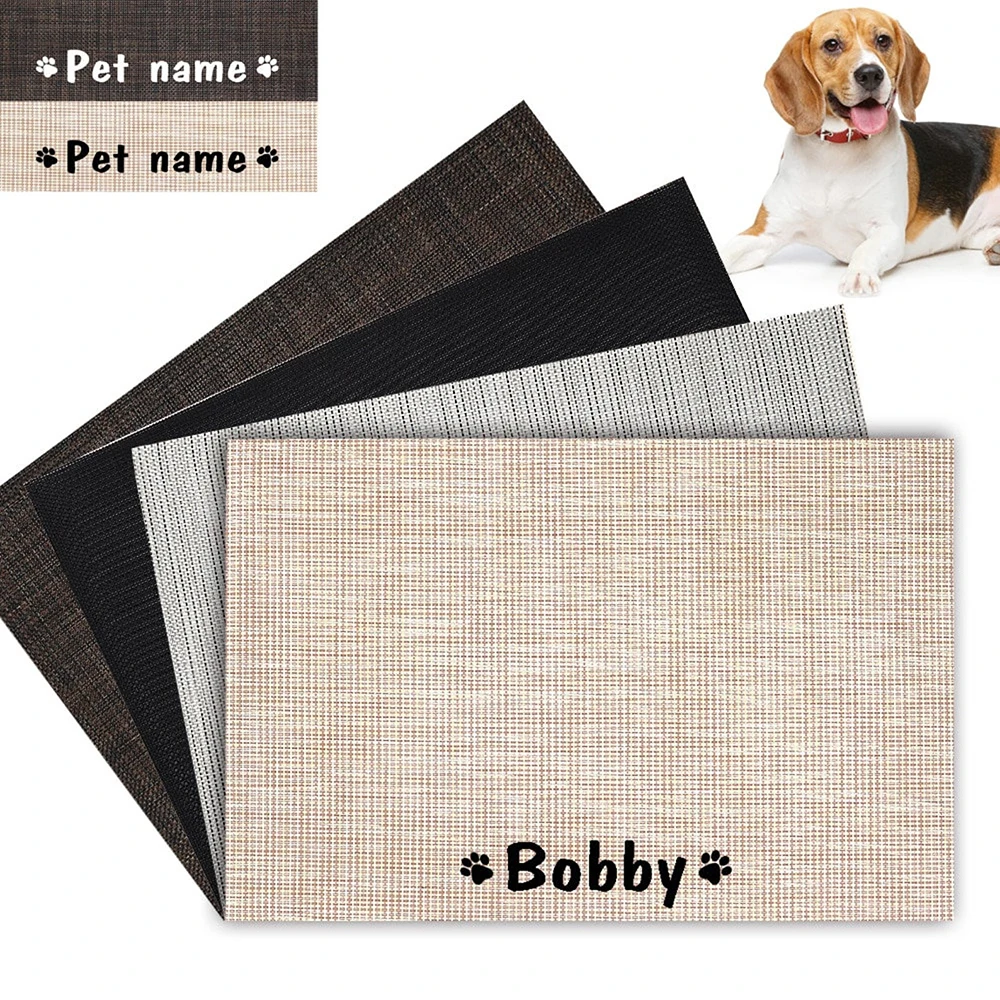 Personalized Pet Food Bowl Mat Waterproof Non-slip Custom Name ID Feeding Placemat Washable Easy Clean Dog Cat Supplies