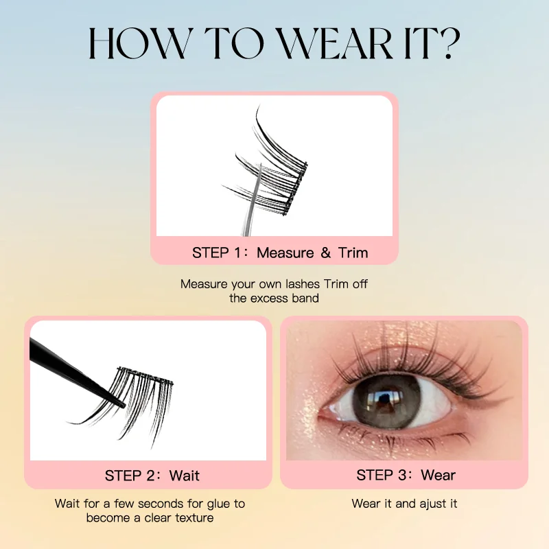 60클러스터 노-글루 인조 속눈썹 10-13mm 초박형 개별 속눈썹 연장, 자연스러운 열 결합 클러스터