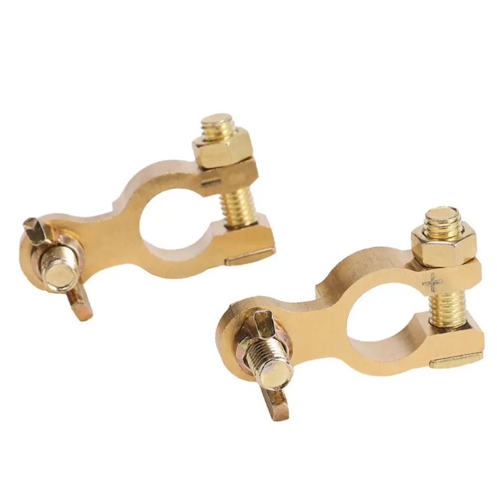 

2Pcs Anti-Leakage Brass Battery Terminals Easy To Install Thickened Auto Battery Clamp Corrosion Resistant Conductive Properties
