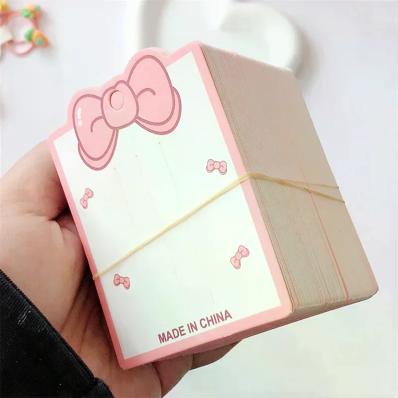 50pcs Pink Bow Display Cards For Hair Claw Clip Paper Card Headdress Card Hair Decoration Package DIY Jewelry Cardboard Package