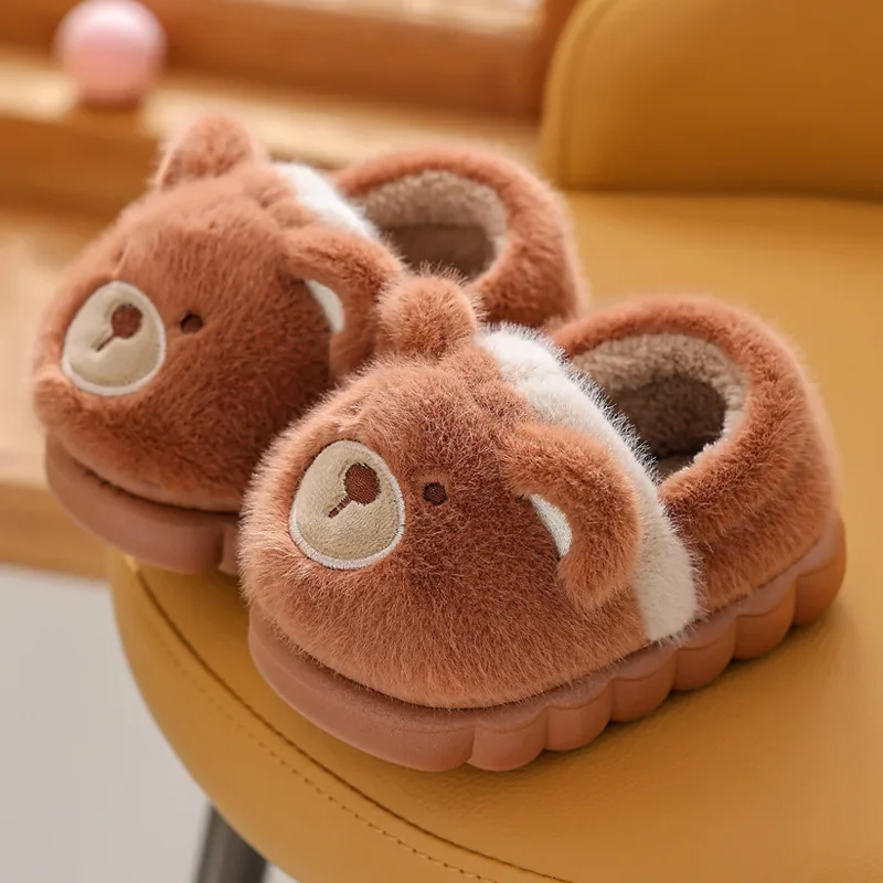 Cute Animal Slippers Women Mens Winter Warm Memory Foam Cotton Home Slippers Soft Plush Fleece Slip on Slippers In-Outdoor Shoes