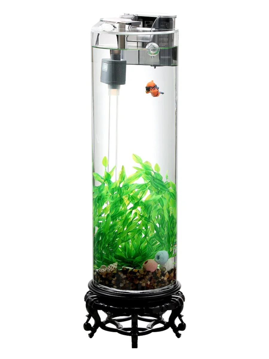 Super White Thickened High Floor Ecological Change Water Aerating Filter Cylindrical Fish Tank Landscape