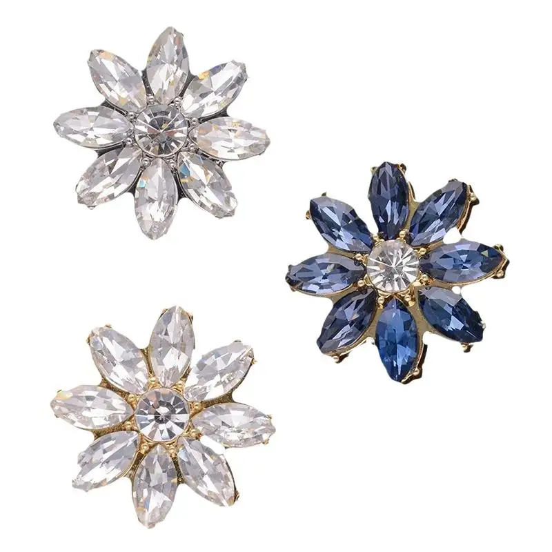 Kristallbesetzte Blumen-Strassknöpfe Luxuriöses Design für Couture-Kleidung DIY Hochzeitskleid Dekorative Handarbeiten – Detail 7
