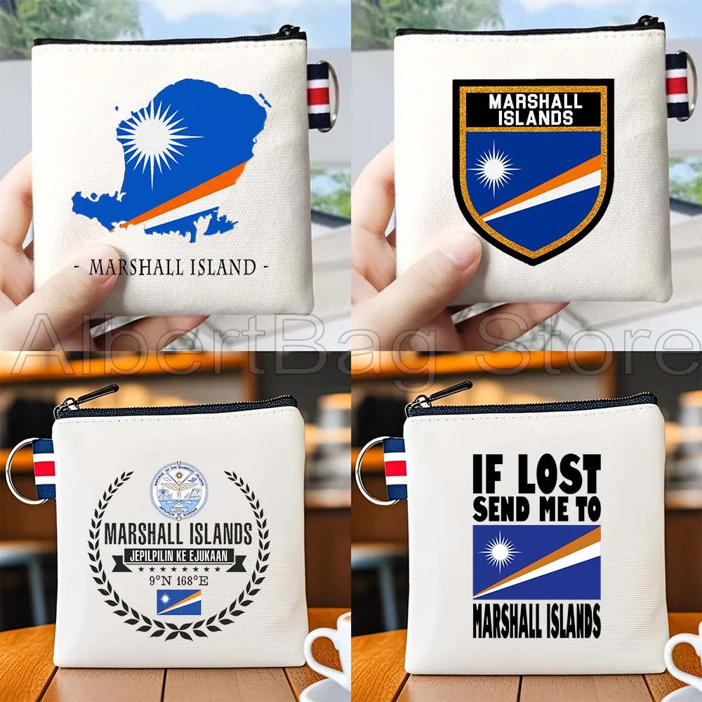 

Marshall Islands Flag Heart Map Emblem Marshallese Patriotic Gift Canvas Bag Coin Purse Key Storage Card Bag Cotton Wallet Pouch