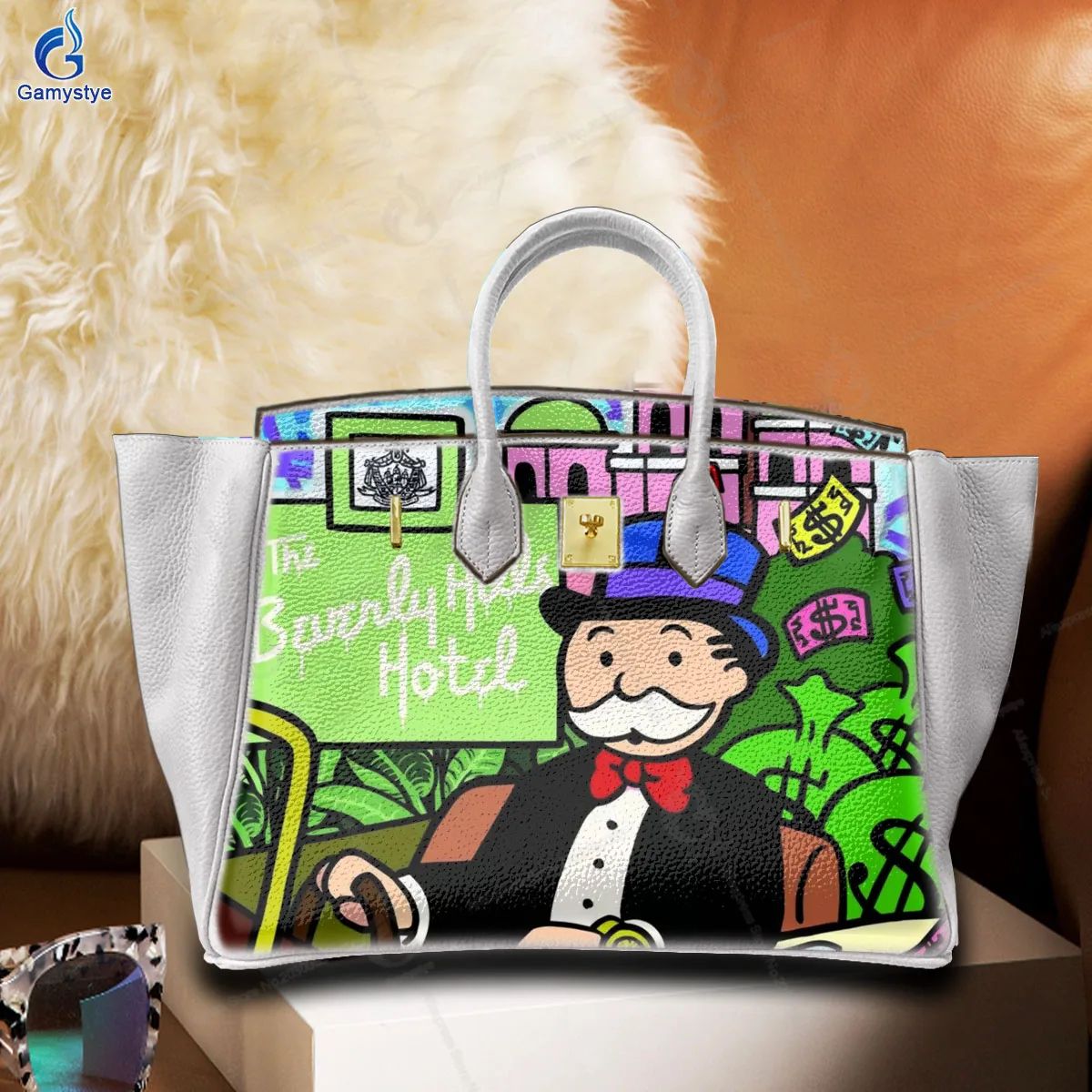 

Shoulder Bags Sac De Luxe Femme Luxury Bags Women Has a personalized cartoon print Soft Cow Leather Personalizar bolso Art Hand